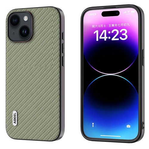 iPhone 15 Plus ABEEL Carbon Fiber Texture Protective Phone Case - Green