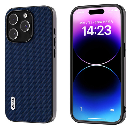 iPhone 15 Plus ABEEL Carbon Fiber Texture Protective Phone Case - Dark Blue