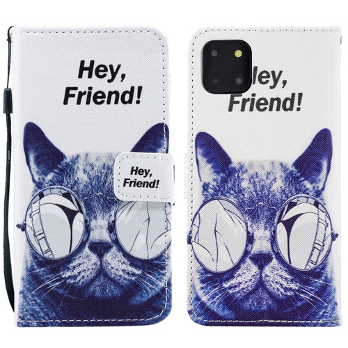 iPhone 15 Plus Painted Pattern Horizontal Flip Leather Phone Case - Cool Cat