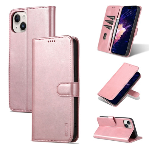 iPhone 15 Plus AZNS Skin Feel Calf Texture Flip Leather Phone Case - Rose Gold