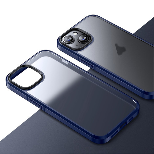 iPhone 15 Plus Ice-Crystal Matte TPU Hard PC Phone Case - Blue