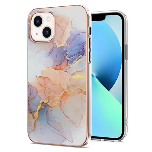 iPhone 15 Plus Electroplating Pattern IMD TPU Shockproof Case - Milky Way White Marble