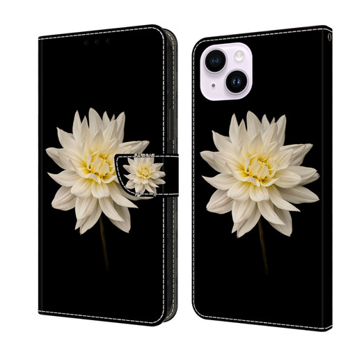 iPhone 15 Plus Crystal 3D Shockproof Protective Leather Phone Case - White Flower