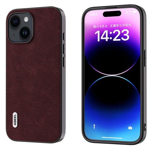iPhone 15 Plus ABEEL Dream Litchi Texture PU Phone Case - Purple