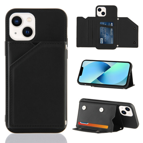 iPhone 15 Plus Skin Feel PU + TPU + PC Back Cover Shockproof Case - Black