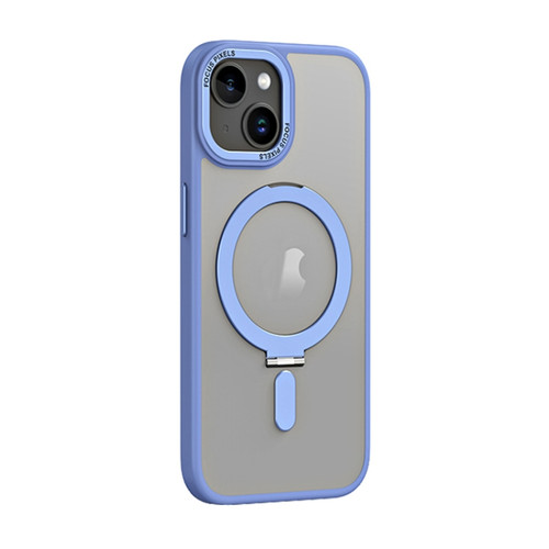 iPhone 15 Plus Skin Feel MagSafe Shockproof Phone Case with Holder - Light Blue