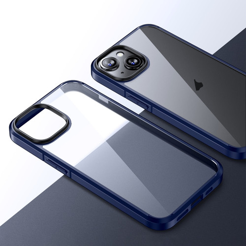 iPhone 15 Plus Ice Crystal Transparent PC + TPU Phone Case - Blue