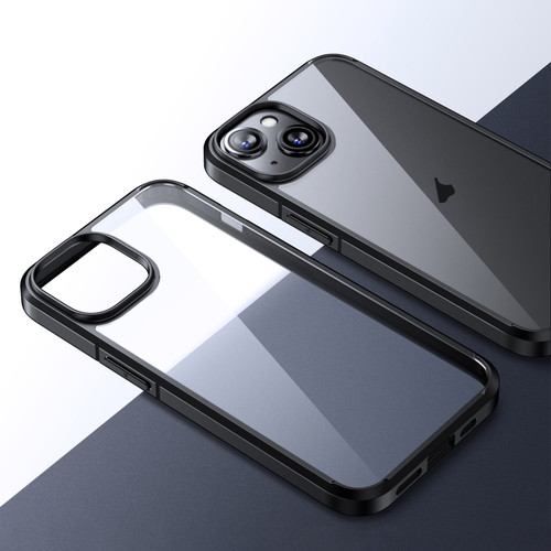 iPhone 15 Plus Ice Crystal Transparent PC + TPU Phone Case - Black