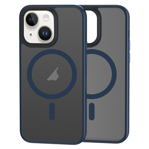 iPhone 15 Plus Brilliant Series MagSafe Micro-frosted Anti-fingerprint PC Phone Case - Dark Blue
