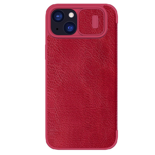 iPhone 15 Plus NILLKIN QIN Series Pro Sliding Camera Cover Design Leather Phone Case - Red