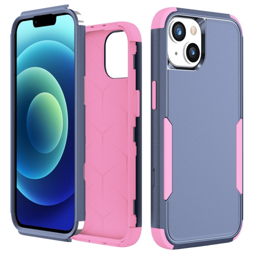 iPhone 15 Commuter Shockproof TPU + PC Phone Case - Royal Blue+Pink