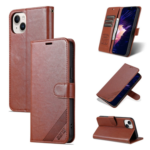 iPhone 15 AZNS Sheepskin Texture Flip Leather Phone Case - Brown