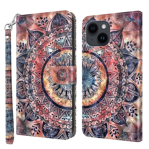 iPhone 15 3D Painted Leather Phone Case - Colorful Mandala