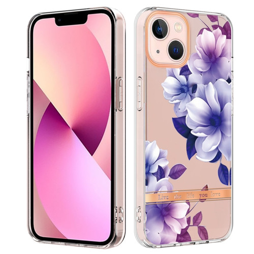 iPhone 15 Flowers and Plants Series IMD TPU Phone Case - Purple Begonia