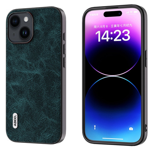 iPhone 15 ABEEL Dream Litchi Texture PU Phone Case - Blue