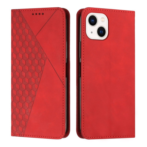iPhone 15 Diamond Splicing Skin Feel Magnetic Leather Phone Case - Red