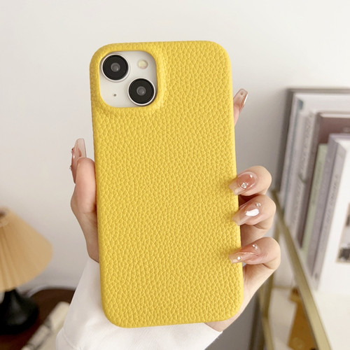 iPhone 15 Litchi Texture All-inclusive Shockproof Phone Case - Yellow