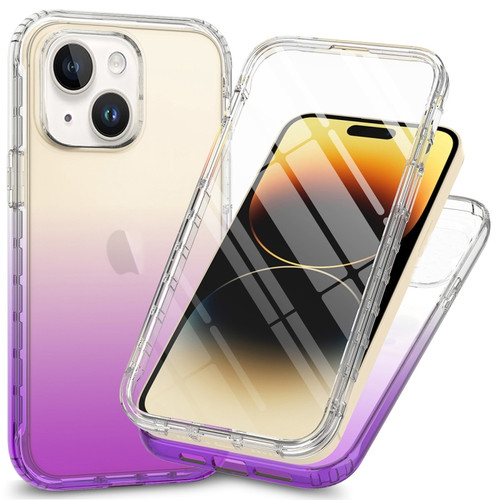 iPhone 15 Full Body Shockproof Clear Gradient Phone Case - Purple
