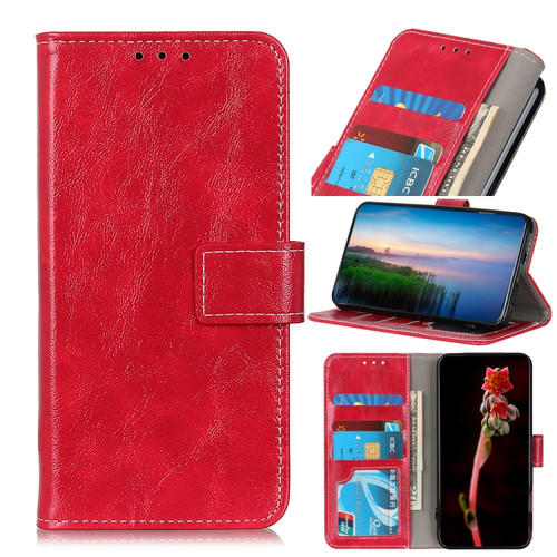 iPhone 15 Retro Crazy Horse Texture Horizontal Flip Leather Phone Case - Red