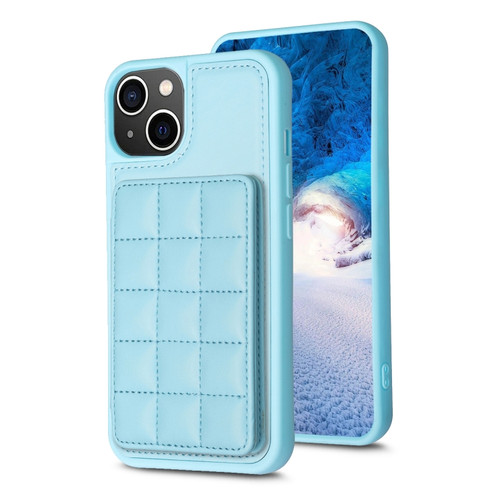 iPhone 15 Grid Card Slot Holder Phone Case - Blue
