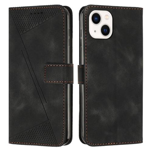 iPhone 15 Dream Triangle Leather Phone Case with Lanyard - Black