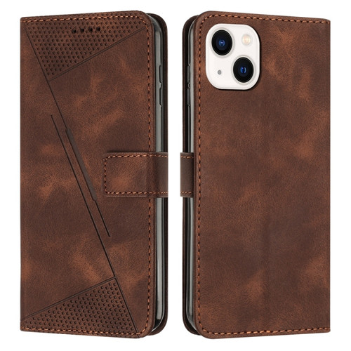 iPhone 15 Dream Triangle Leather Phone Case with Lanyard - Brown