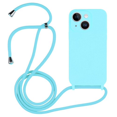 iPhone 15 Crossbody Lanyard Liquid Silicone Case - Ice Blue