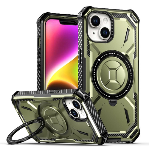 iPhone 15 Armor Series MagSafe Magnetic Holder Phone Case - Army Green