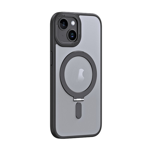 iPhone 15 Skin Feel MagSafe Shockproof Phone Case with Holder - Black