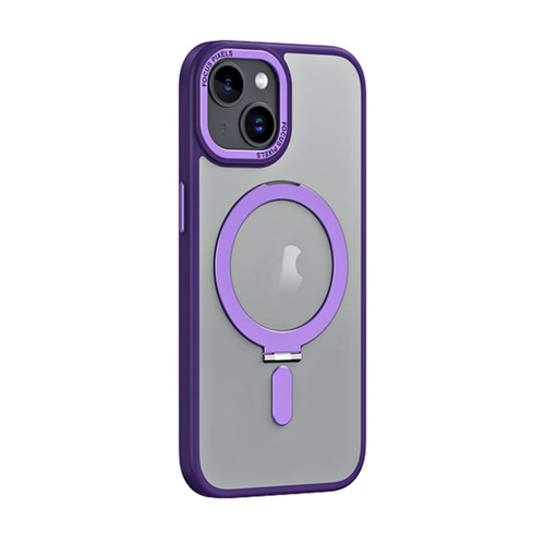iPhone 15 Skin Feel MagSafe Shockproof Phone Case with Holder - Purple