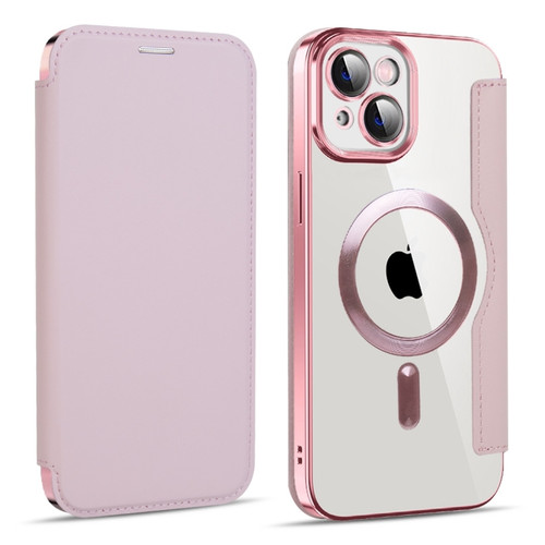 iPhone 15 MagSafe Magnetic RFID Anti-theft Leather Phone Case - Pink