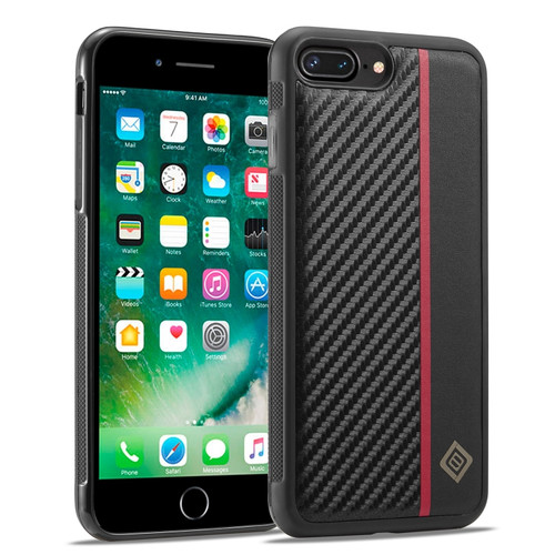 iPhone 7 / 8 / SE 2020 2022 LC.IMEEKE 3 in 1 Carbon Fiber Texture Shockproof Phone Case - Black