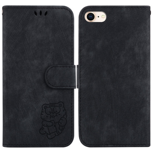 iPhone 7 / 8 / SE 2022 / 2020 Little Tiger Embossed Leather Phone Case - Black