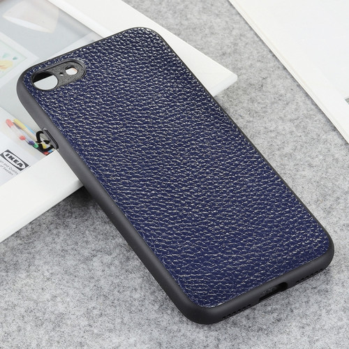 iPhone 8 / 7 Litchi Texture Genuine Leather Folding Protective Case - Blue