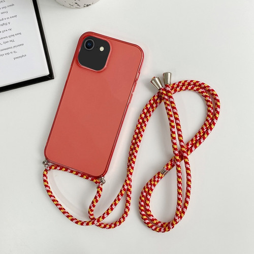iPhone SE 2022 / 2020 / 8 / 7 Thicken Colorful TPU Phone Case with Braided Lanyard - Red