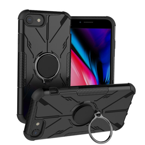 iPhone SE 2022 / 8 / 7 Armor Bear Shockproof PC + TPU Phone Case - Black