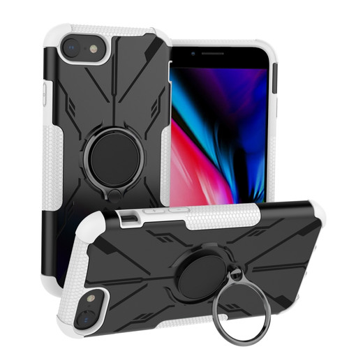 iPhone SE 2022 / 8 / 7 Armor Bear Shockproof PC + TPU Phone Case - White