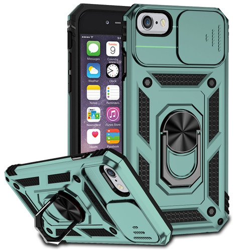 iPhone SE 2022 / SE 2020 / 8 / 7 / 6 Sliding Camshield Holder Phone Case - Dark Green