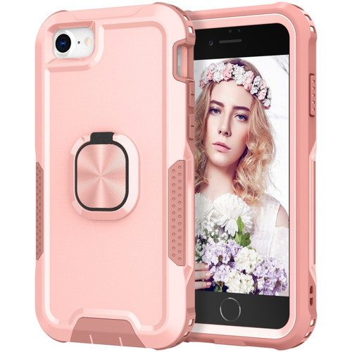 iPhone SE 2022 / SE 2020 / 8 / 7 3 in 1 PC + TPU Phone Case with Ring Holder - Pink