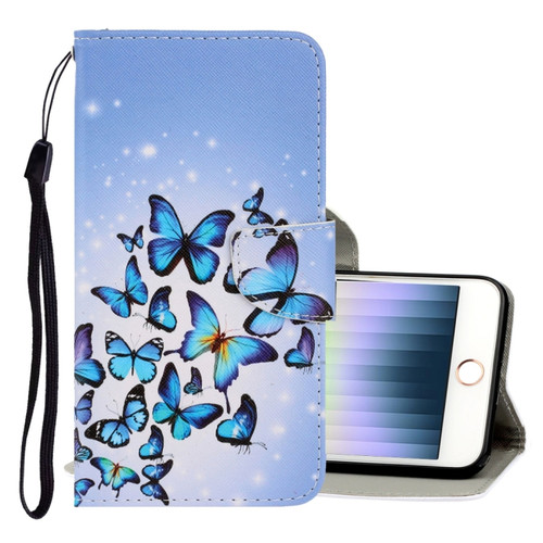 iPhone SE 2022 / SE 2020 / 8 / 7 3D Colored Drawing Horizontal Flip PU Leather Case with Holder & Card Slots & Wallet - Multiple Butterflies