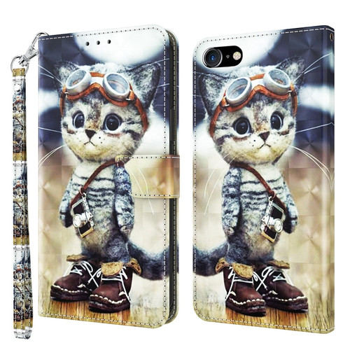 iPhone SE 2022 / SE 2020 / 8 / 7 3D Painted Leather Phone Case - Naughty Cat