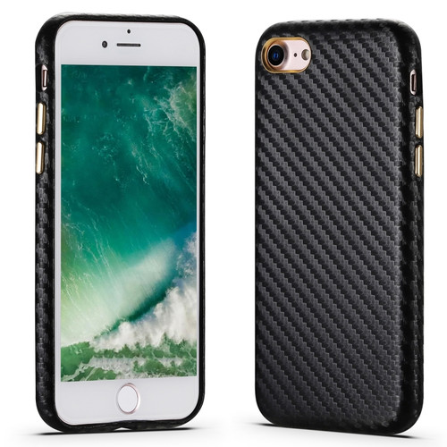 iPhone SE 2022 / SE 2020 / 8 / 7 Carbon Fiber Leather Texture Kevlar Anti-fall Phone Protective Case - Black