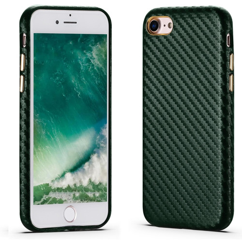 iPhone SE 2022 / SE 2020 / 8 / 7 Carbon Fiber Leather Texture Kevlar Anti-fall Phone Protective Case - Green