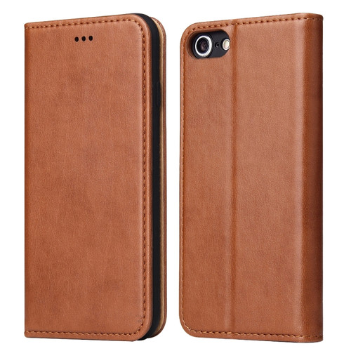 iPhone SE 2022 / SE 2020 / 8 / 7 Fierre Shann PU Genuine Leather Texture Horizontal Flip Leather Case with Holder & Card Slots & Wallet - Brown