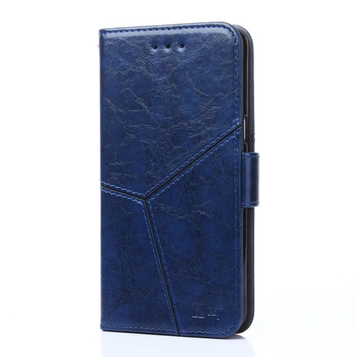 iPhone SE 2022 / SE 2020 / 8 / 7 Geometric Stitching Horizontal Flip TPU + PU Leather Case with Holder & Card Slots & Wallet - Blue