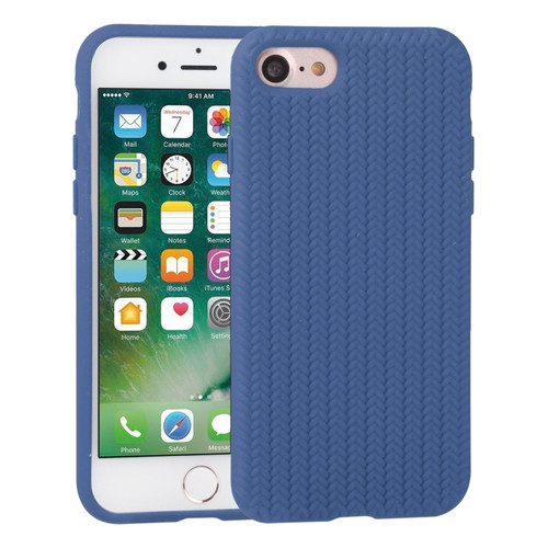 iPhone SE 2022 / SE 2020 / 8 / 7 Herringbone Texture Silicone Protective Case - Sea Blue