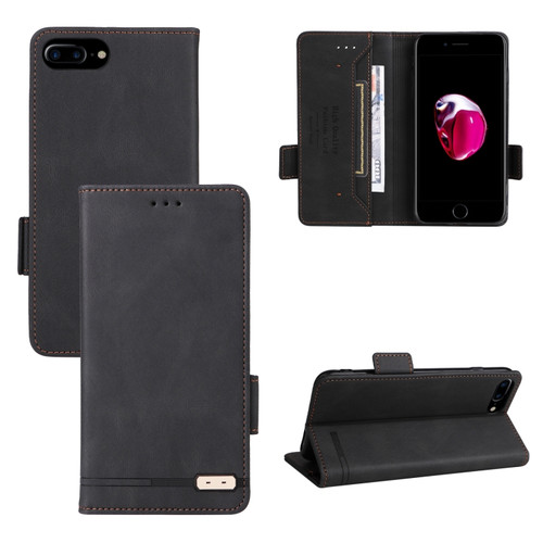 iPhone SE 2022 / SE 2020 / 8 / 7 Magnetic Clasp Leather Phone Case - Black