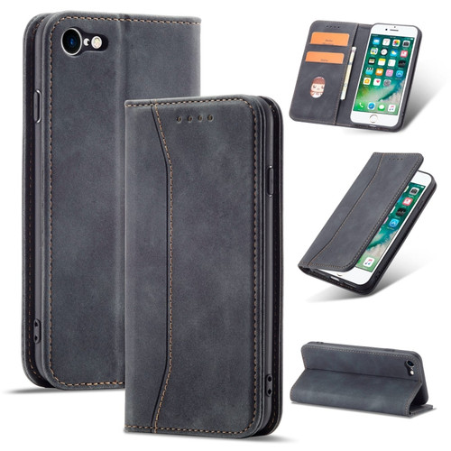 iPhone SE 2022 / SE 2020 / 8 / 7 Magnetic Dual-fold Leather Case - Black
