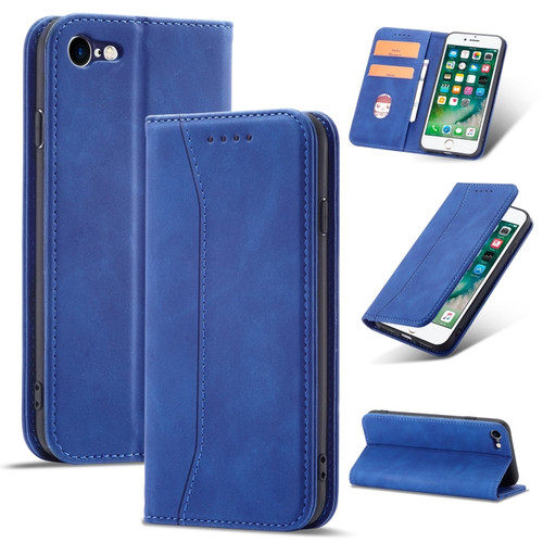 iPhone SE 2022 / SE 2020 / 8 / 7 Magnetic Dual-fold Leather Case - Blue