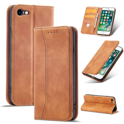 iPhone SE 2022 / SE 2020 / 8 / 7 Magnetic Dual-fold Leather Case - Brown